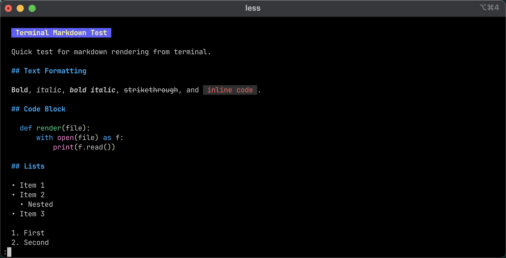 Glow terminal output displaying formatted markdown