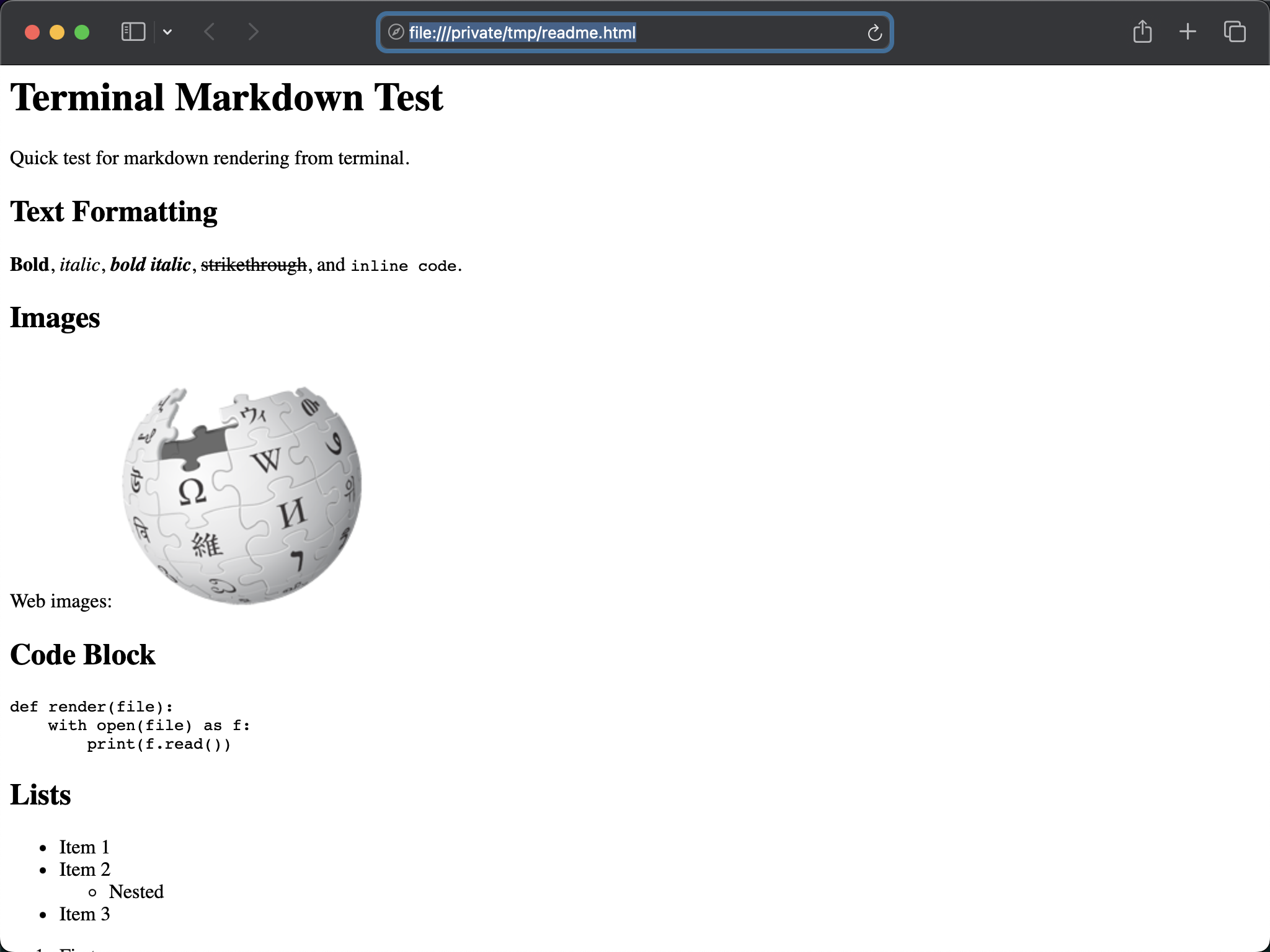 Pandoc converting markdown to HTML and displaying in browser